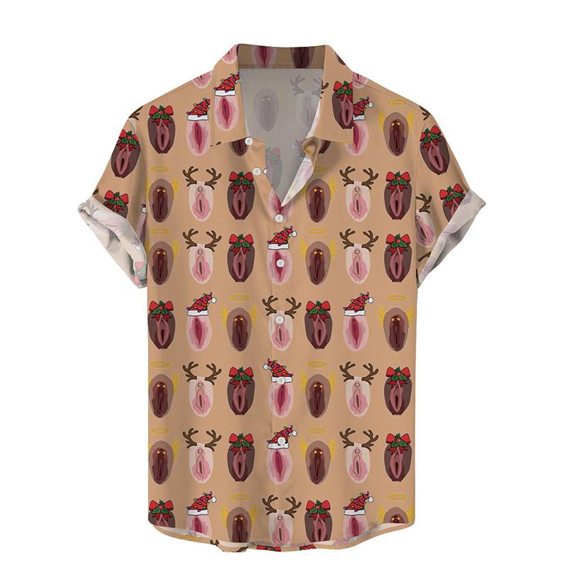 2025 Лето Harajuku 3D Печатные Сексуальные Стильные Рубашки Хентай Узоры Графические Короткие Модные Смешные Крутые Мужские Блузки