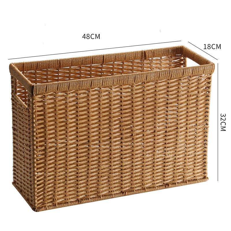 Корзины для хранения из лозы, прямоугольные плетеные полки-корзины, ящики для хранения из ротанга, дизайнерская корзина для белья, корзина для журналов, узкая, стильная