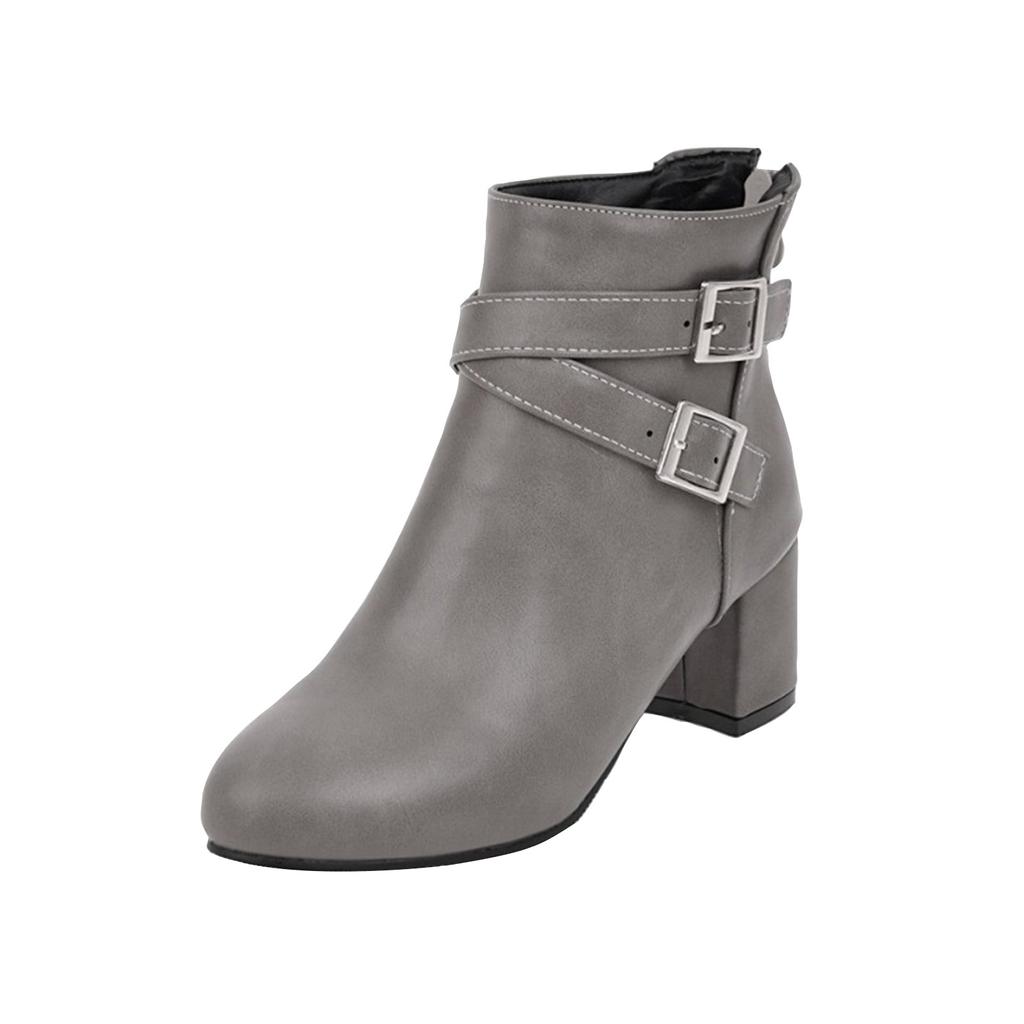 Женские сапоги на толстом каблуке с острым носком Короткие сапоги Ботинки Женские сапоги