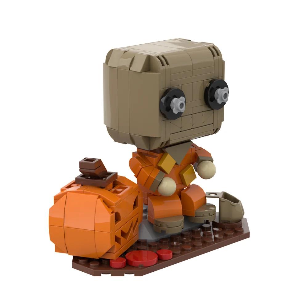 Gobricks MOC Хоррор Фильм Хэллоуин Угощай или Угощай Brickheadz Кубики Модель Тыквенный Человек Призрачный Кот Строительные Блоки DIY Игрушки Подарок