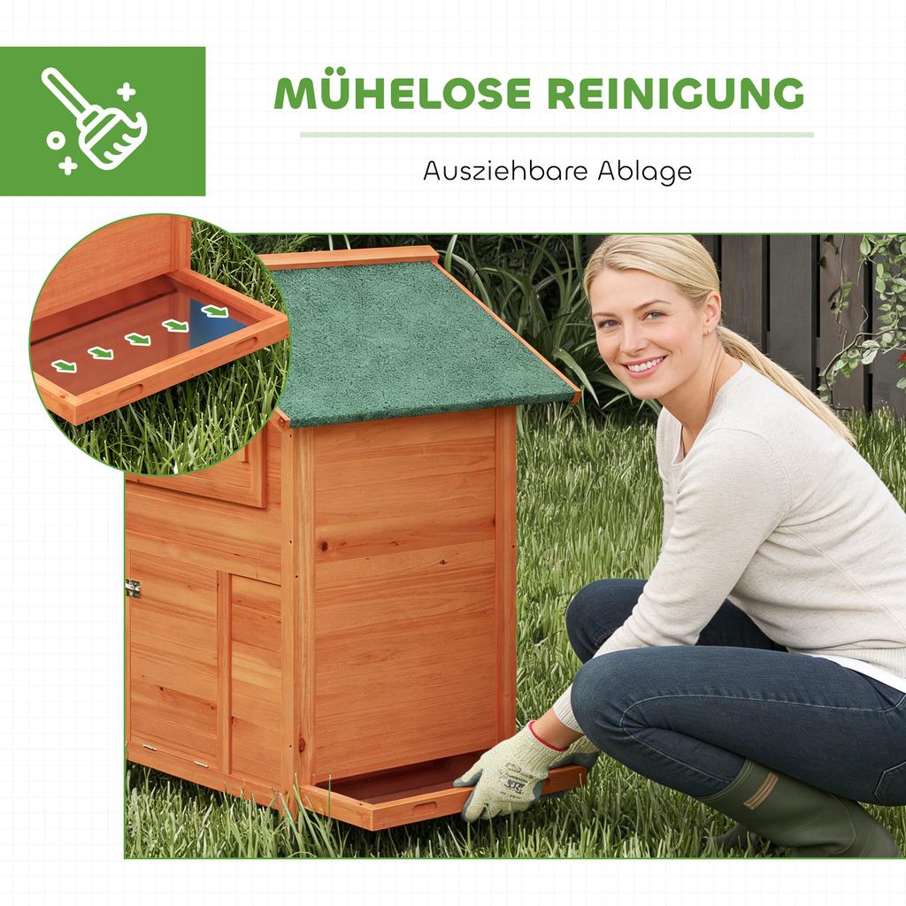Chicken Coop Chicken House Made Of Wood With Nesting Box 2 Perches Ramp Window Waterproof Roof 113.5x67.5x95.5cm Orange