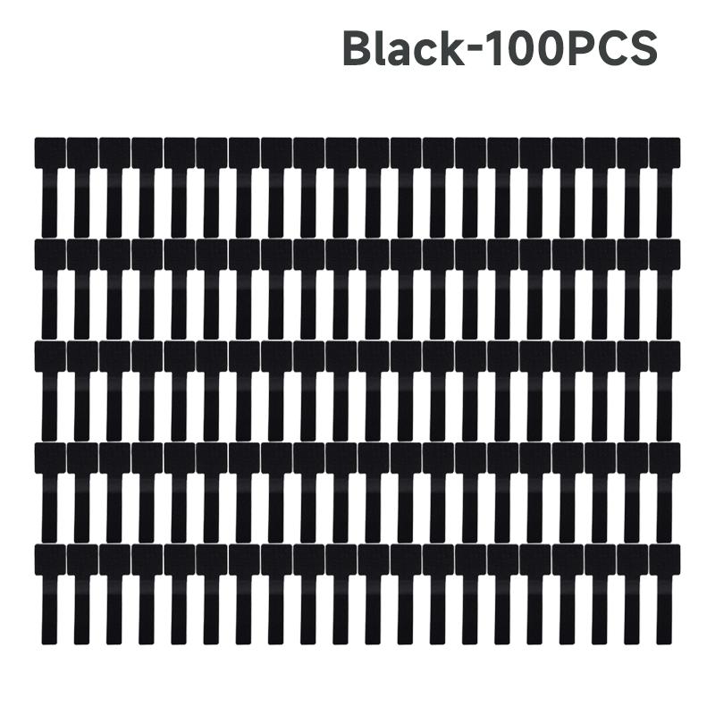 200PCS Self Adhesive On Wall Mounted Desk Reusable T-Type Cable Cord Organizer Nylon Hook Loop Wrap Bundle Data Cable Tie Wire