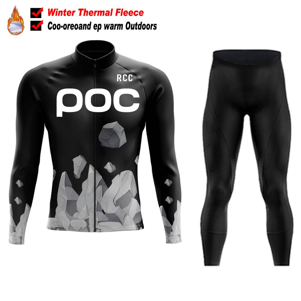 RCC POC Team Winter Cycling Jersey Set Bicycle Sportwear Suit MTB Uniform Ciclismo Road Bike Clothing Bicicleta