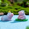 Миниатюрная фигурка бегемота, мини-мультяшный бегемот, украшение своими руками, микропейзаж, сказочный сад, животное, смоляная статуэтка, украшение