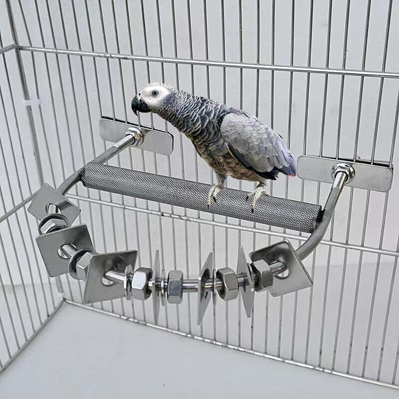 Parrot Stand Toy Stainless Steel Branch Support for Bird Cage Accessories for Conures Parakeets Macaw Cages