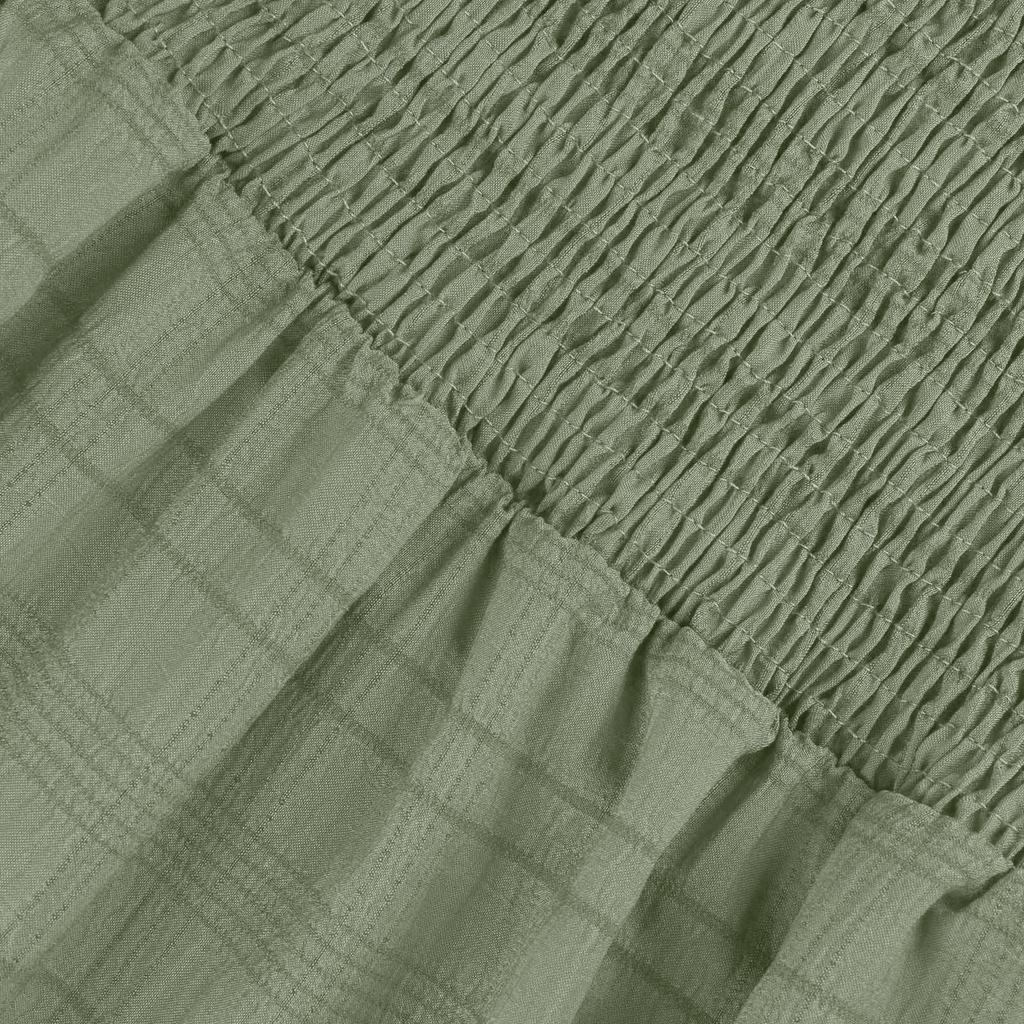 Women's Fashionable Solid Color Bubble Sleeve Square Neck Back Pleated Short Sleeved Pocket Dress