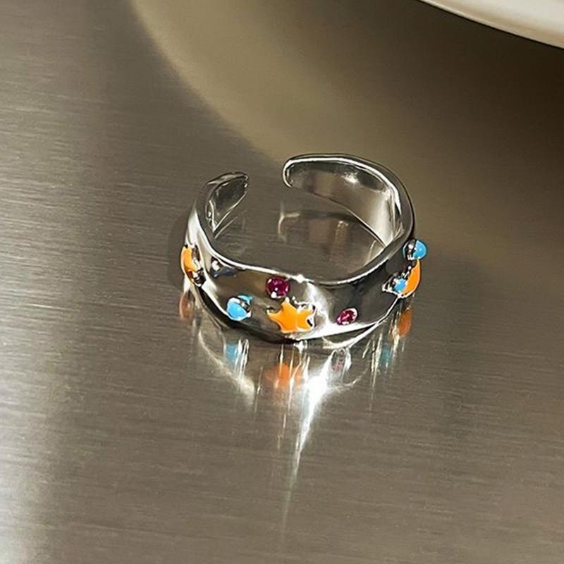 Красочные цветочные кольца со звездами, регулируемые кольца с допамином и каплей масла, женские украшения для рук для женщин и девочек, идеальный подарок