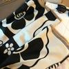 Black White Printed Scarf Camellia Large Wool Shawl Elegant Winter Cashmere Scarves  Girl