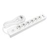SELDUR G6TH22B Power Strip, 6 Type F Sockets + Switch, USB A+C Fast Charge 20W, White, 2m Cable