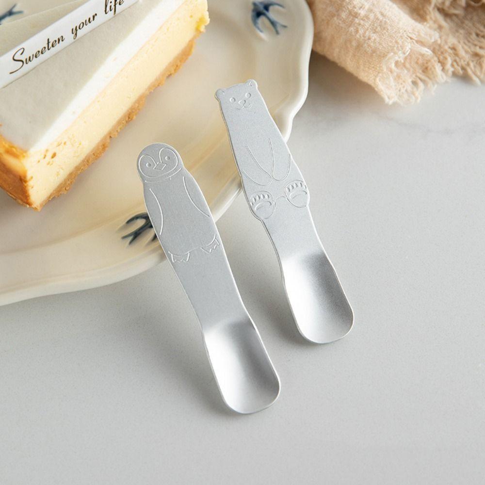 Dessert Scoop Aluminum Ice Cream Spoon Japan Penguin/bear Pattern Dessert Spoon Self-melting Type Silver Coffee Spoon Cake