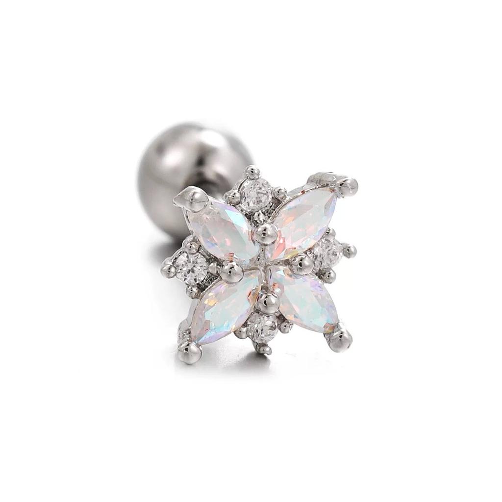 Новый дизайн, маленькие серьги-гвоздики из нержавеющей стали с цирконом, женские серьги-гвоздики с геометрической геометрией, спираль на козелок, хрящ, звезда, серьги, ювелирные изделия для пирсинга, 1 шт.