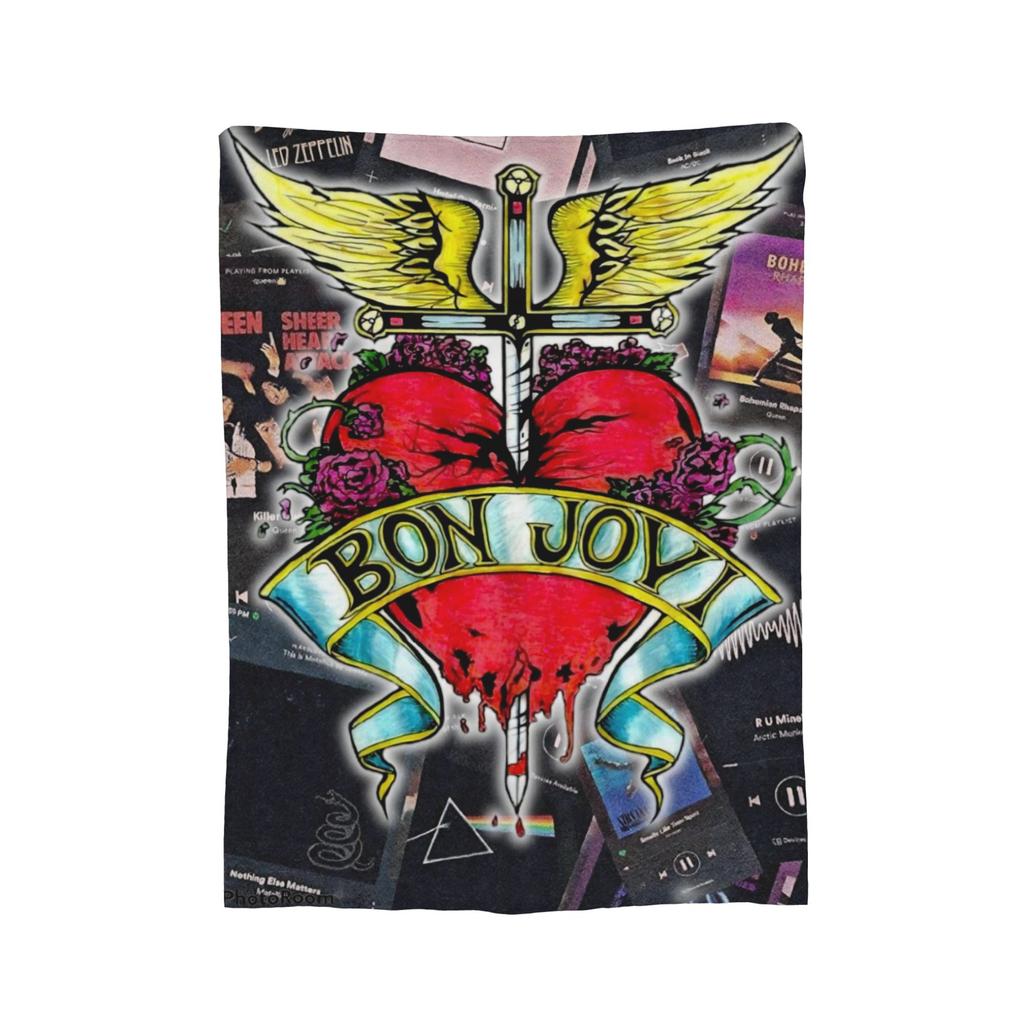 Bons Jovis s Rock Blankets Flannel Summer Air Conditioning Multifunction Super Warm Throw Blanket for Home Outdoor Quilt