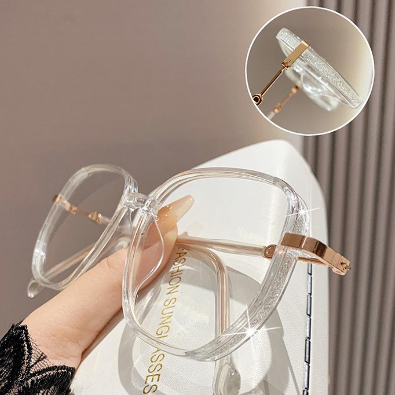 D Letter Legs Pochromic Near Sight Glasses for Women Oversized Sparkling Frame Eyewear Outdoor UV Protection Sunglasses -4.0