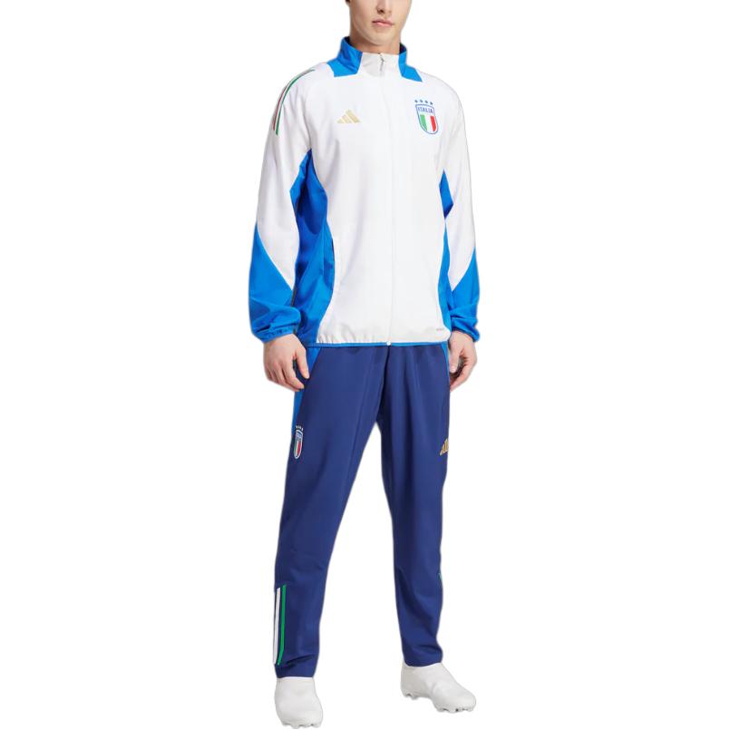 adidas Футболка сборной Италии по футболу на молнии с воротником-стойкой, унисекс, белые, синие IQ2183