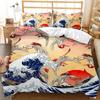 National Trend Duvet Cover Set Cherry Blossoms Crane Printed Bedding Set Sea Waves Down Traditional Retro Polyester Quilt Cover