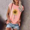 Новая европейская и американская популярная свободная футболка с цветочным узором и круглым вырезом с короткими рукавами для женщин