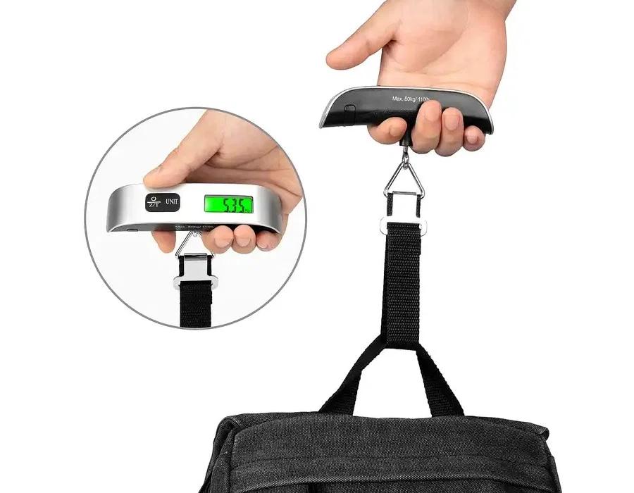 Compact Luggage Scale Up to 50 with LCD Display, Accurate, Travel, Small, with Belt, Battery Operated Wagpro-H50E