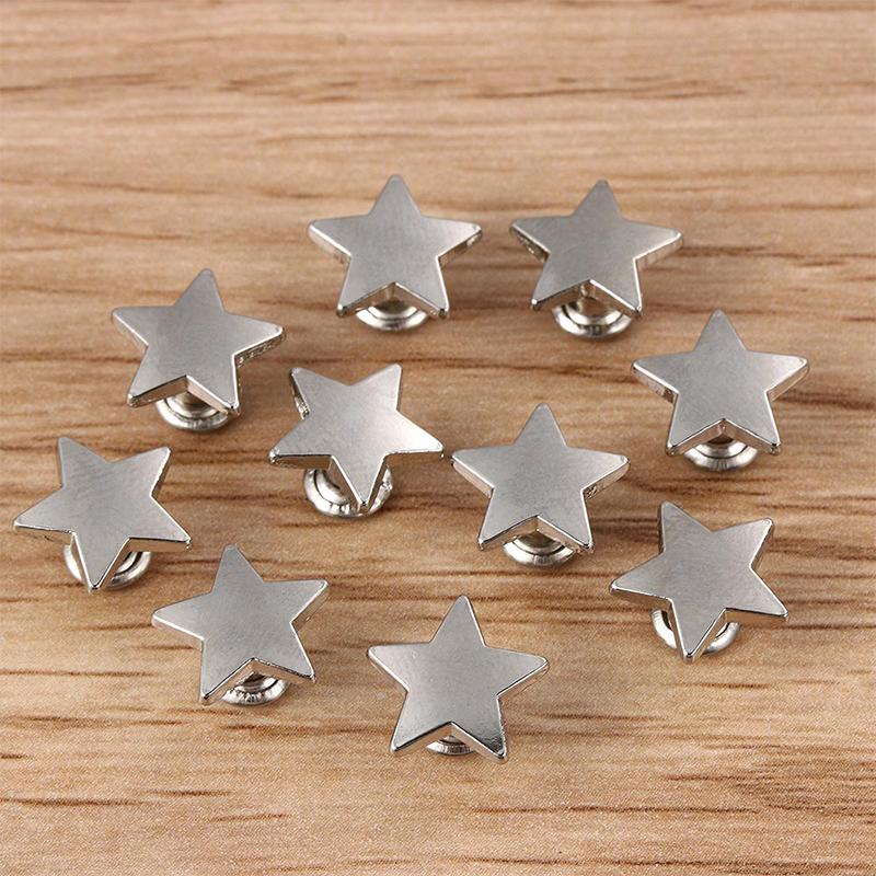 10Pcs Metal Stars Rivets for DIY Leather Crafts Clothing Hat Bag Shoes Belt Decoration Garment Rivets Studs Sewing Accessories