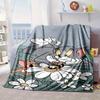 Cat And Mouse In Flowers Blanket Flannel Blanket for bed, sofa, Camping, Hiking, Picnic Essentials, gift for family Fan gifts
