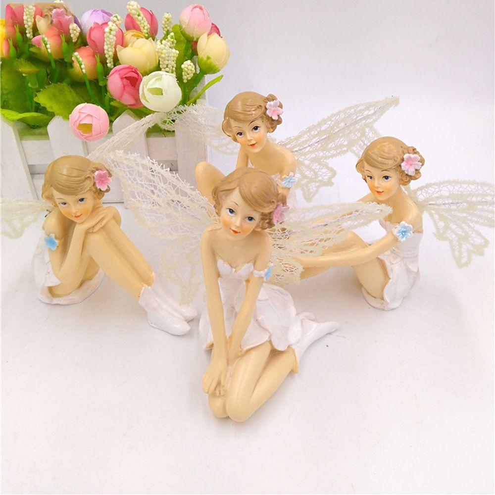 landscape Toy Figures Flower Ornaments  Flying Flower Fairy Garden Car Cake Decor White Angel Doll