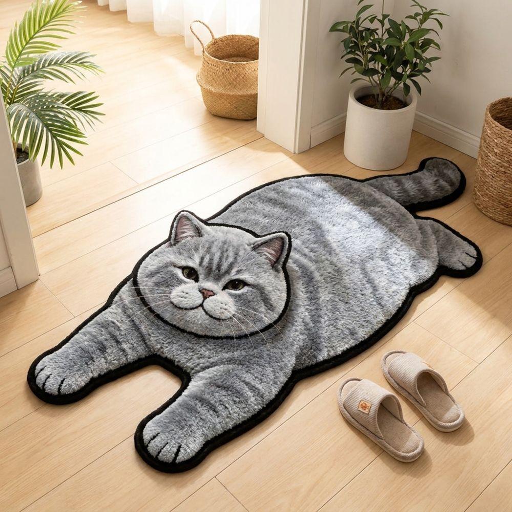 2D Home Decor Carpet Anti-fouling Cartoon Carpet Soft Cat-Shaped Area Rug Living Rooms