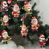 Santa Claus Christmas Ornament Cute Santa Plays Guitar/Sax/Trumpet Musical Instrument Acrylic Ornament for Christmas Tree Home Party Decor