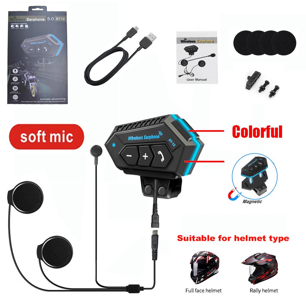 Bluetooth-гарнитура для мотоциклетного шлема BT12: Водонепроницаемый, звонки без помощи рук
