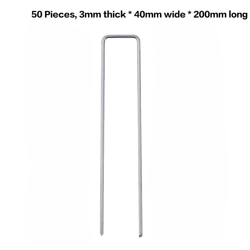 50Pcs U-Shaped Garden Staples Heavy-Duty Fence Tubing Stakes Sod Pins Galvanized Landscape Spike For Holding Lawns Barrier