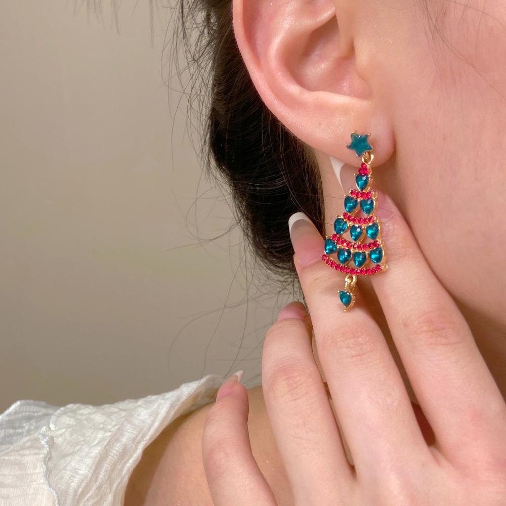 European Style Christmas Tree Earring Zinc Zinc Alloy Xmas Tree Ear Drop  New Year