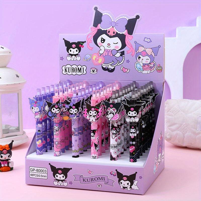 48 шт. Sanrio Kuromi 0,5 мм Мультяшный Эльф Наклейка Нажимная Ручка Милая Стильная Девочка Нейтральная Ручка Подарочная Ручка Ручка Для Подписи Сезон Возвращения в Школу