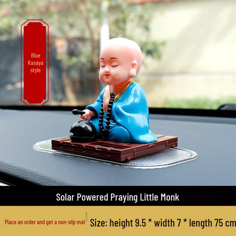 Solar Monk Head-Shaking Car Ornament - TikTok Influencer Interior Decoration