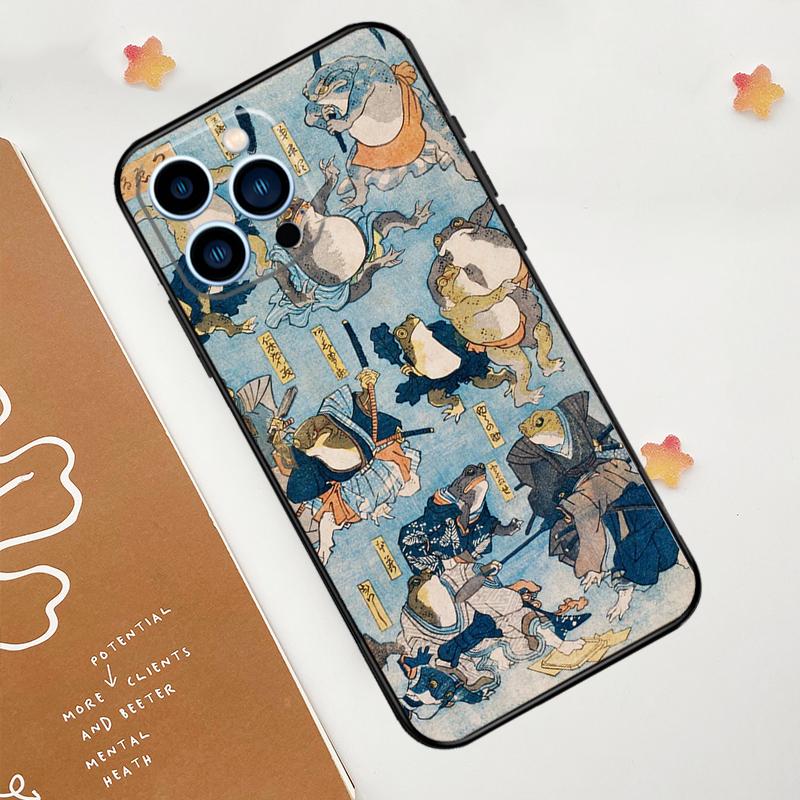 Винтажный ретро чехол для телефона с лягушкой и грибами для iPhone 17 Pro Max 14 13 12 11 15 16 Pro Max mini 16 Plus 16e 17 Air Funda