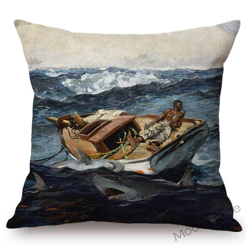 Us Painter Winslow Homer Famous Oil Painting Gallery Art Decorative Sofa Throw Pillow Case Fisherman Peach Blossom Cushion Cover