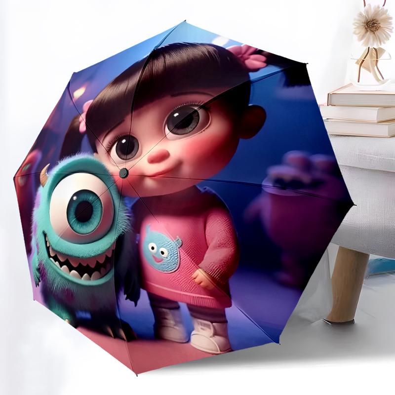 1 шт. Прочный Автоматический Зонт с 8 Спицами, Зонт Moana And Stitch Океанский Пастельный Цветочный, Цифровая Печать, Складной Зонт для Использования на Ходу на Открытом Воздухе