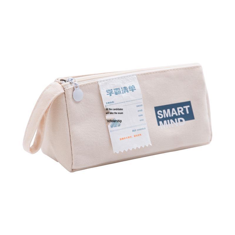 Creative Trendy Twill Canvas Pencil Case: Large Capacity, Portable Storage Bag for Students