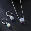 Aurora Crystal Cube Necklace & Earrings Set - White Crystal Birthday Gift Jewelry