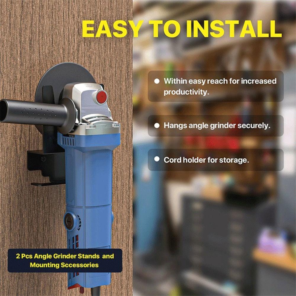 Wall Mount Angle Grinder Holder Black Tool Storage Rack Heavy Duty Angle Grinder Rack
