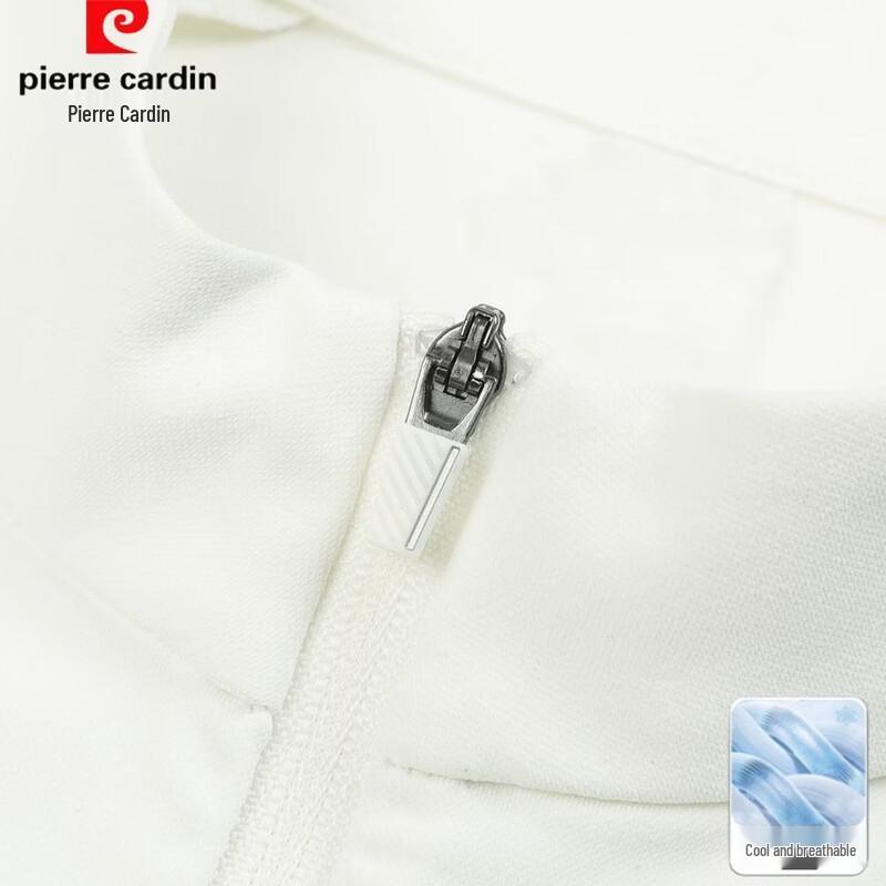 Pierre Cardin Мужская футболка с коротким рукавом, воротником-стойкой и молнией на половину длины