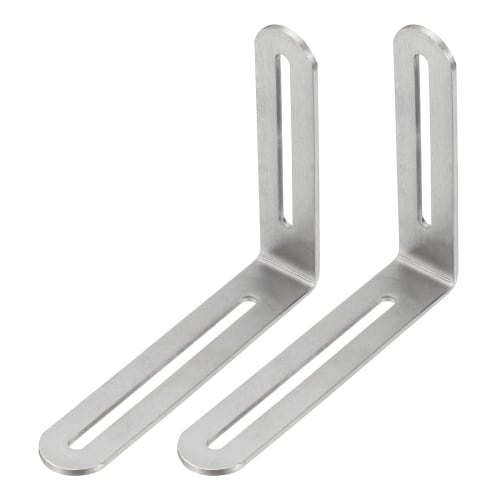 PATIKIL L-Shaped Brackets, 120*24*100mm, with Slots, 2-Piece Adjustable Sliding Slot Joint Right-Angle Brackets, Metal Corner Connectors for Wooden Ch