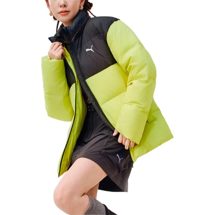 Puma Серия Пуховиков Ess+ Fw25 Утиный Пух Буквы Теплый Ветрозащитный Стойка Воротник Спортивный Молния Длинный Рукав Пуховик Унисекс Куртки 635857-40