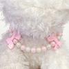 Ошейник-ожерелье для домашних животных для собак и кошек Регулируемый розовый бант Ювелирные изделия Женский ошейник для щенков с украшением из искусственного жемчуга Ювелирные изделия для щенков домашних животных на свадьбу
