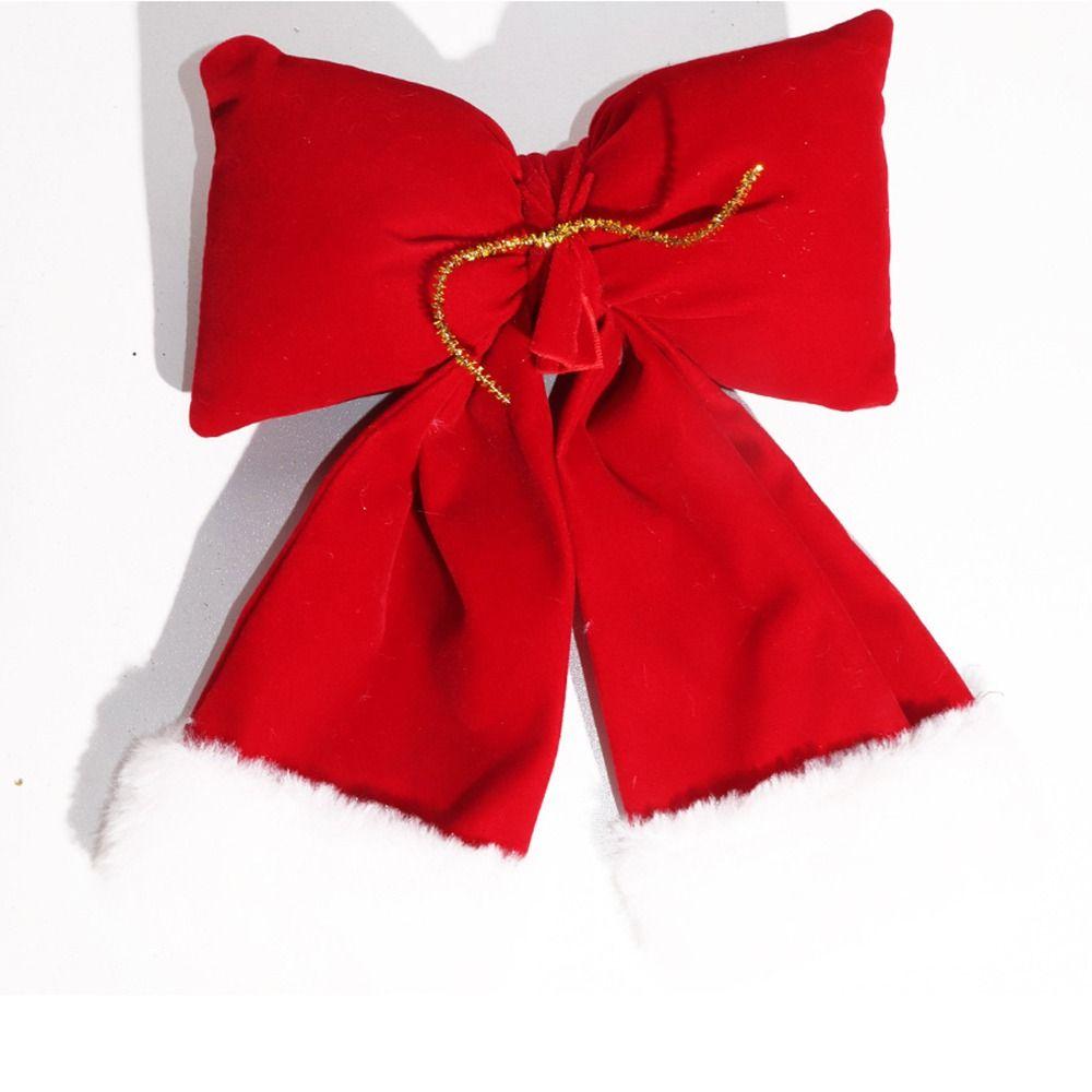 Креативное рождественское украшение-бант S/M/L Мягкий флокированный бант Украшение Пушистая текстура Хлопковая набивка Бархатный бант Подвеска