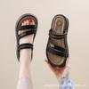Fairy wind open-toed two wearing thick-soled slippers female 2025 summer Korean version of the new one-word beach cool slippers female