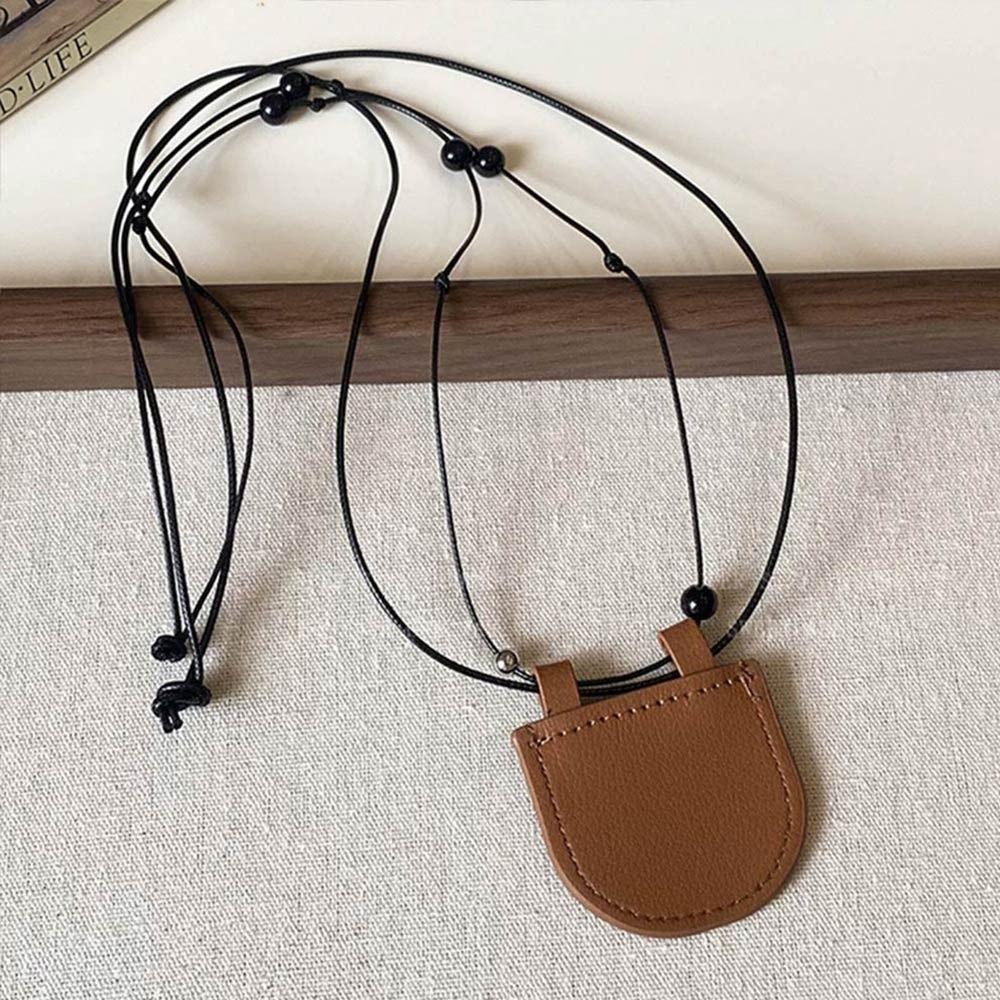 Adjustable Chain Small Bag Necklace PU Sweater Chain Necklace New Long Necklace