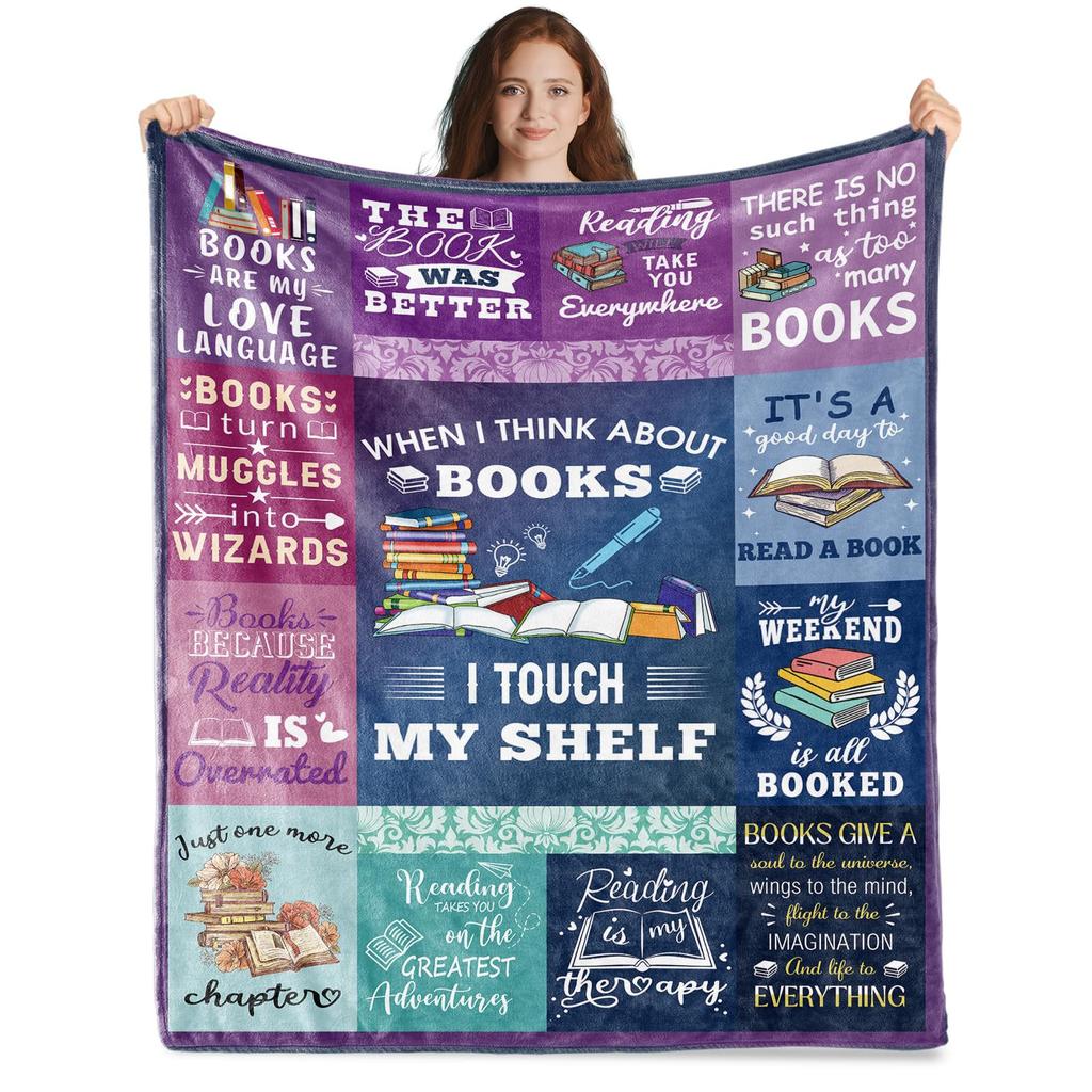 Book Printing Flannel Blanket Library Pattern Blanket Sofa Bedroom Nap Blanket Production Source