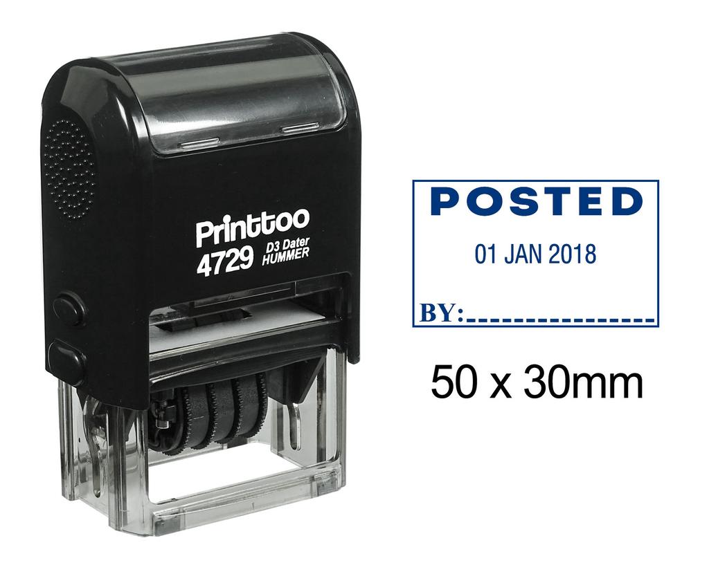 Printtoo Office Stationery Dater Stamp With Posted By Text And Sign Space Self Inking Rubber