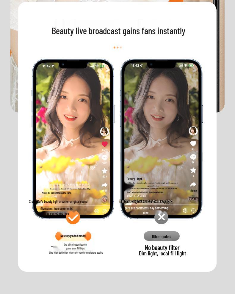 Напольная подставка для мобильного телефона с комплектом освещения для прямых трансляций и фотографии