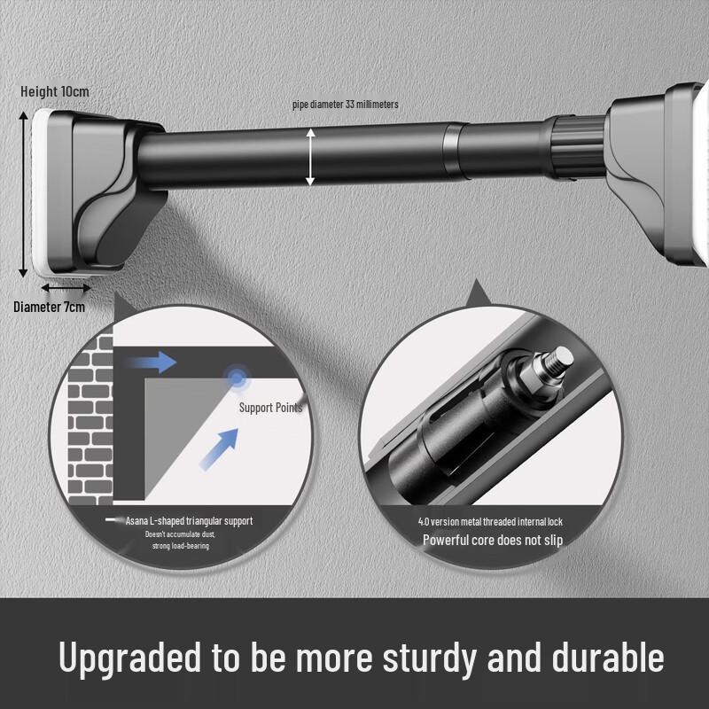 Gaobei 33mm No-Drill L-shaped Telescopic Shower Curtain Rod