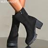 High Heels Suede Ankle Boots Fashion Chunky Shoes Woman 2024 Trend Pumps Snow Boots Winter Walking New Motorcycle Boots Mujer