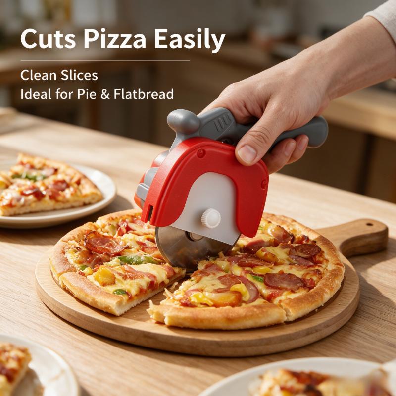 Lihe Detachable Stainless Steel Pizza Cutter Wheel, Handheld Dough Slicer For Bread & Cookie Baking